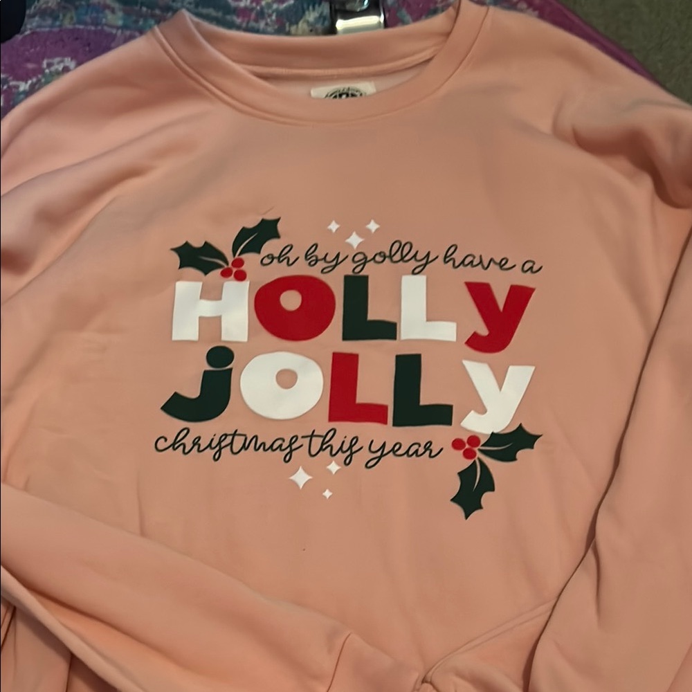 Holly Jolly Holiday Sweatshirt - coral